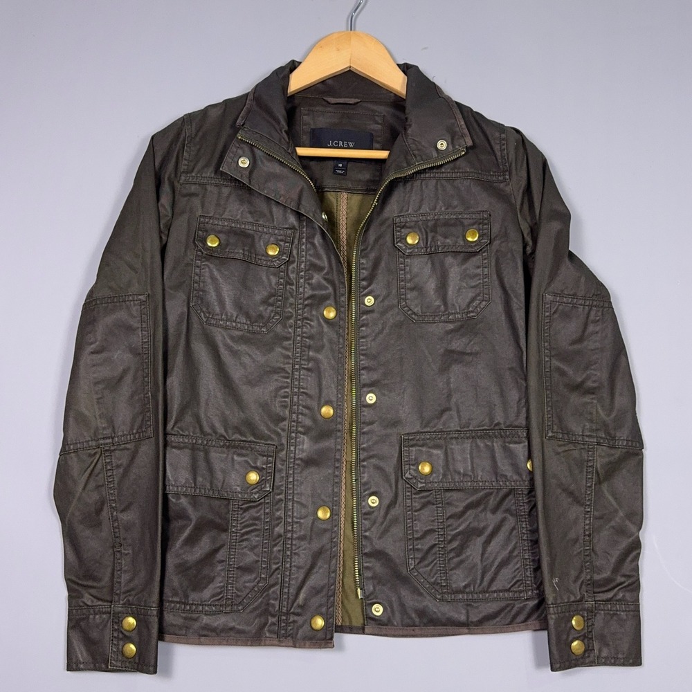 J.Crew Field Jacket Womens Size XS Waxed Cotton Canvas Brown Utility Woekwear